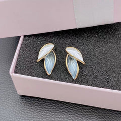 New Korean Arrival Grey Leaf Stud Earrings β 925 Sterling Silver