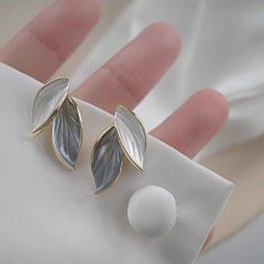 New Korean Arrival Grey Leaf Stud Earrings β 925 Sterling Silver