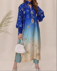 MULTISHADED DIGITAL PRINTED SILKY LONG shalwar kameez