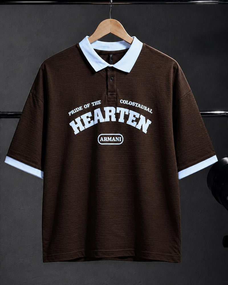 Hearten Embossed Printed Polo Viral DropShoulder